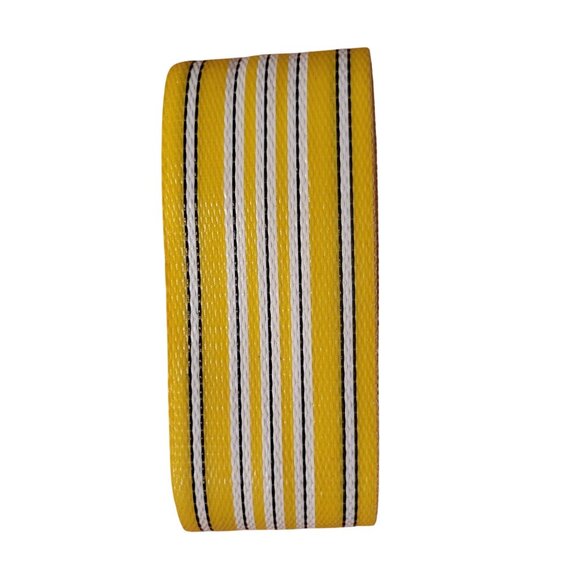 Heavy Duty Durable Yellow Black White Stripe Webbing Lawn Chair Replacement - Picture 1 of 3
